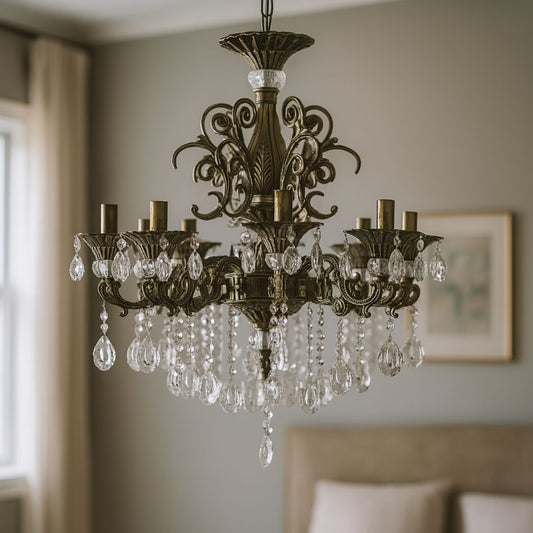 SANSSOUCI Magno Crystal Πολυέλαιος, 8xE14, Διάμετρος 65cm, Αντίκα Μπρούτζος