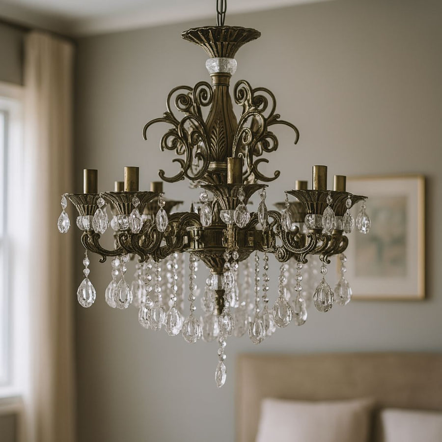 SANSSOUCI Magno Crystal Πολυέλαιος, 8xE14, Διάμετρος 65cm, Αντίκα Μπρούτζος