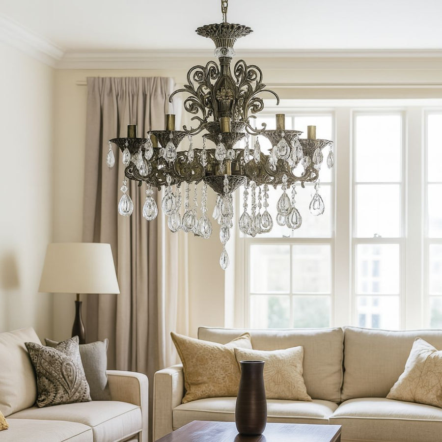 SANSSOUCI Magno Crystal Πολυέλαιος, 8xE14, Διάμετρος 65cm, Αντίκα Μπρούτζος