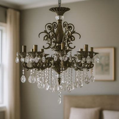 SANSSOUCI Magno Crystal Πολυέλαιος, 8xE14, Διάμετρος 65cm, Αντίκα Μπρούτζος