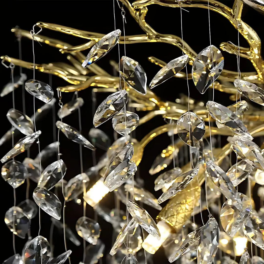 Crystal πολυέλαιος Waltz Rhapsody, 9x G9, χρυσός, 60cm, ρυθμιζόμενο ύψος