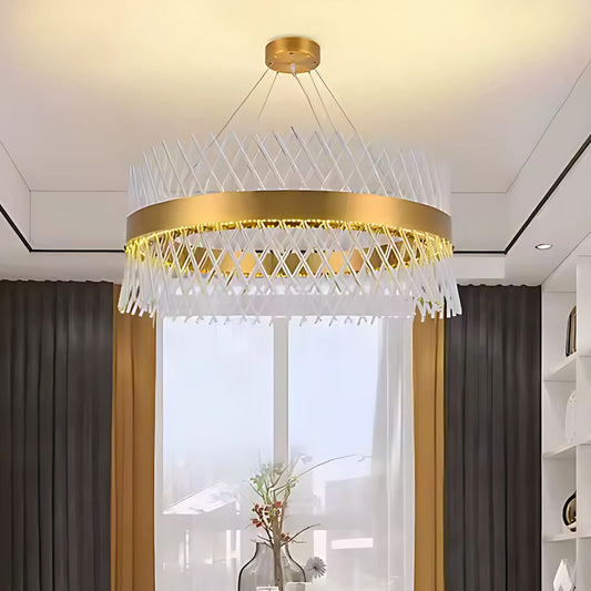 Κρυστάλλινος πολυέλαιος ALHAMBRA Eleganza, LED, 72W, Διάμετρος 49cm, Θερμό/Ψυχρό/Ουδέτερο φως, Ρυθμιζόμενο, Ρυθμιζόμενο Ύψος, Χρυσό