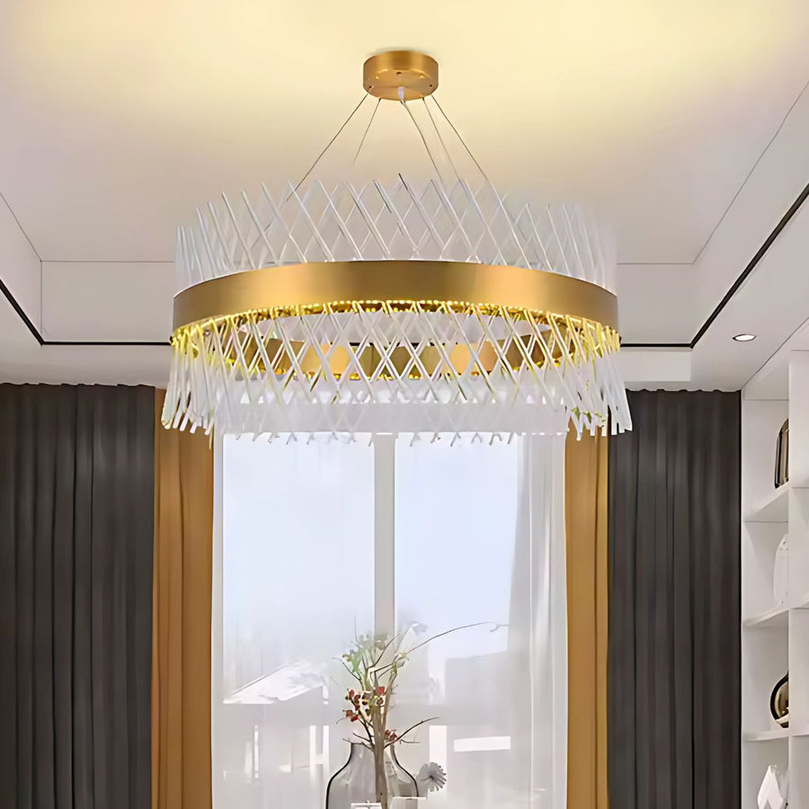 Κρυστάλλινος πολυέλαιος ALHAMBRA Eleganza, LED, 72W, Διάμετρος 49cm, Θερμό/Ψυχρό/Ουδέτερο φως, Ρυθμιζόμενο, Ρυθμιζόμενο Ύψος, Χρυσό