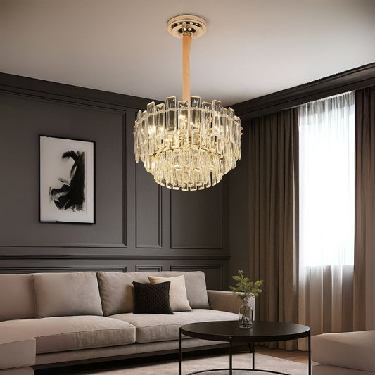 Crystal Chandelier FONTAINEBLEAU Elegance, 9x E14, Διάμετρος 45cm, Χρυσός, Ρυθμιζόμενο ύψος