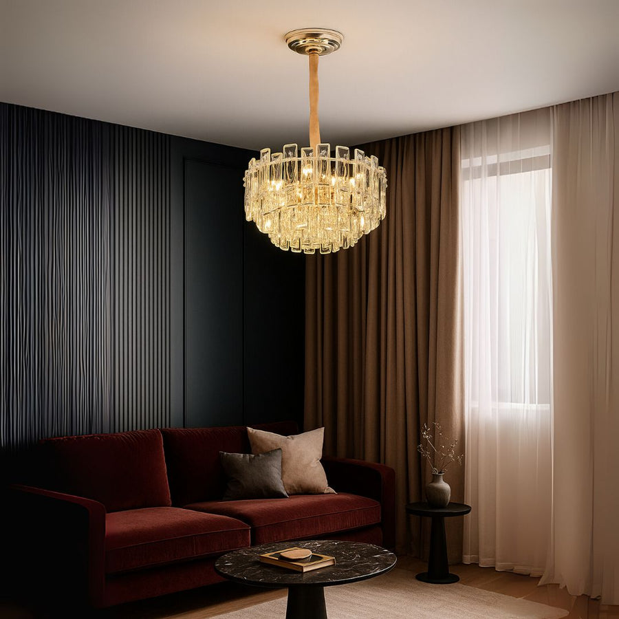 Crystal Chandelier FONTAINEBLEAU Elegance, 9x E14, Διάμετρος 45cm, Χρυσός, Ρυθμιζόμενο ύψος