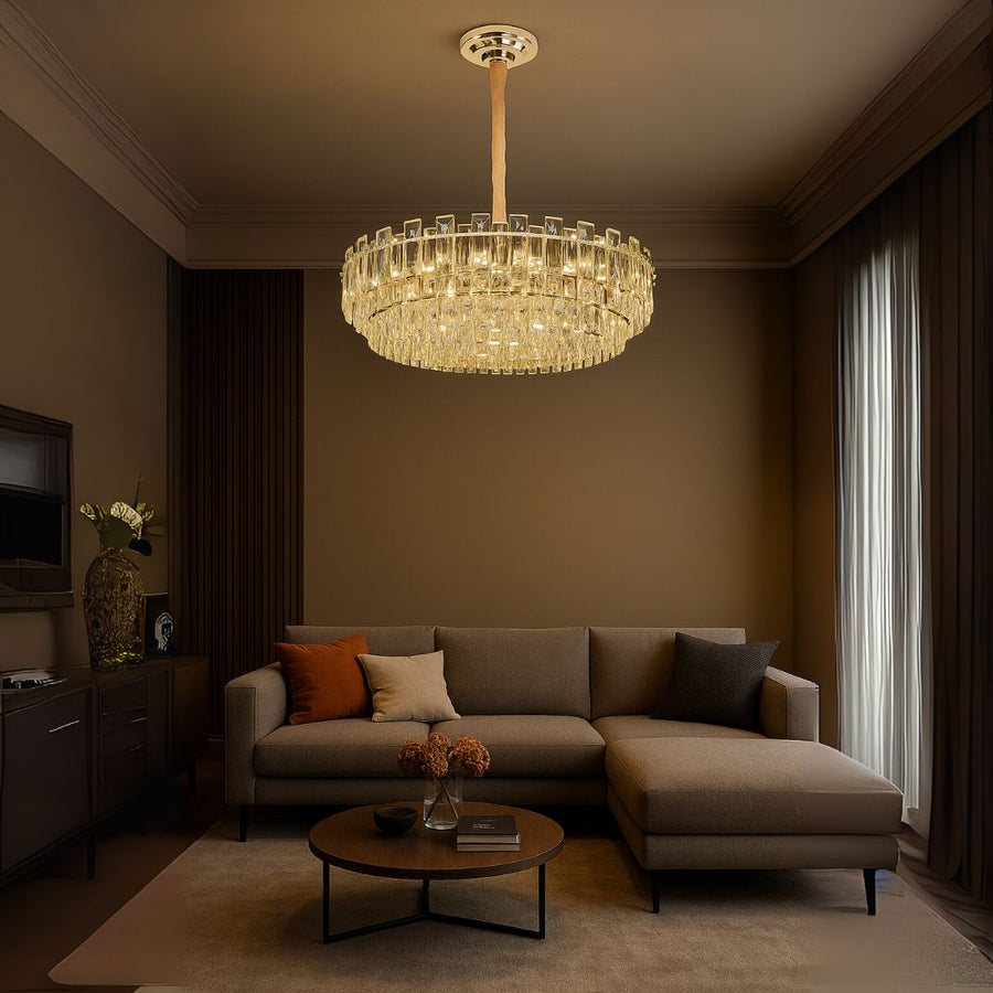 Κρυστάλλινος πολυέλαιος FONTAINEBLEAU Supremo, 15x E14, Διάμετρος 75cm, Χρυσός, Ρυθμιζόμενο ύψος