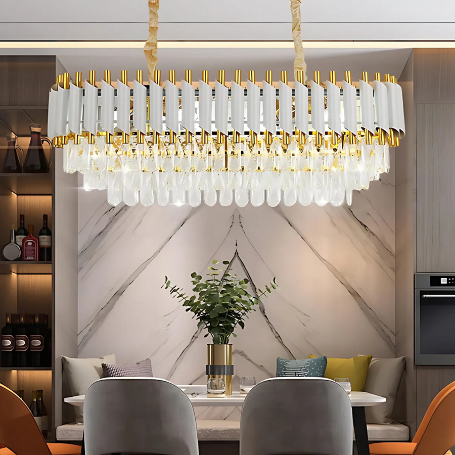 VERSAILLES Regalis Κρυστάλλινος Πολυέλαιος, Διάμετρος 80cm, 10xE14, Λευκός, Ρυθμιζόμενο Ύψος