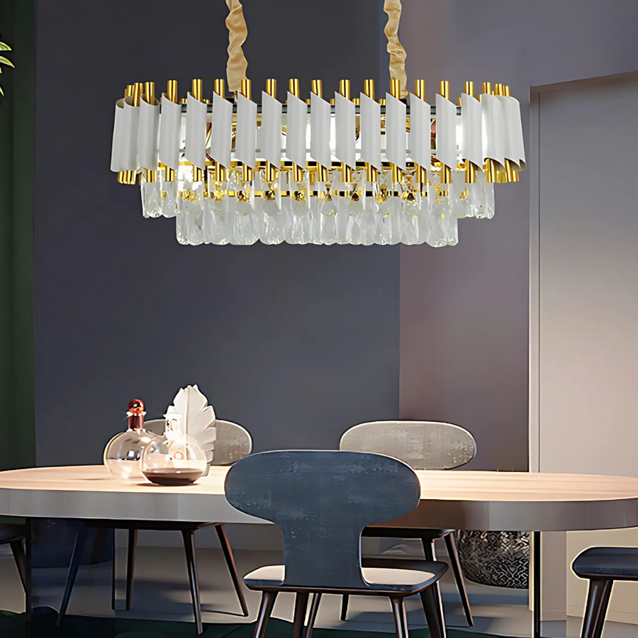 VERSAILLES Regalis Κρυστάλλινος Πολυέλαιος, Διάμετρος 80cm, 10xE14, Λευκός, Ρυθμιζόμενο Ύψος