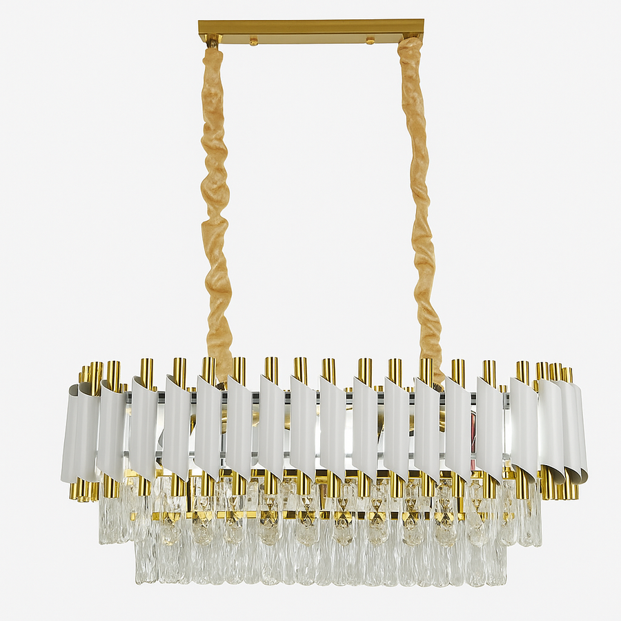 VERSAILLES Regalis Κρυστάλλινος Πολυέλαιος, Διάμετρος 80cm, 10xE14, Λευκός, Ρυθμιζόμενο Ύψος
