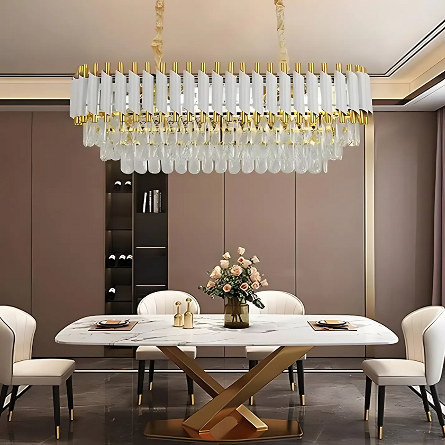 VERSAILLES Regalis Κρυστάλλινος Πολυέλαιος, Διάμετρος 80cm, 10xE14, Λευκός, Ρυθμιζόμενο Ύψος