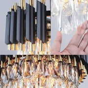 Crystal πολυέλαιο Versailles Supremo 12xe27, διάμετρο 80cm, γυαλιστερό και μαύρο χρυσό, ρυθμιζόμενο ύψος