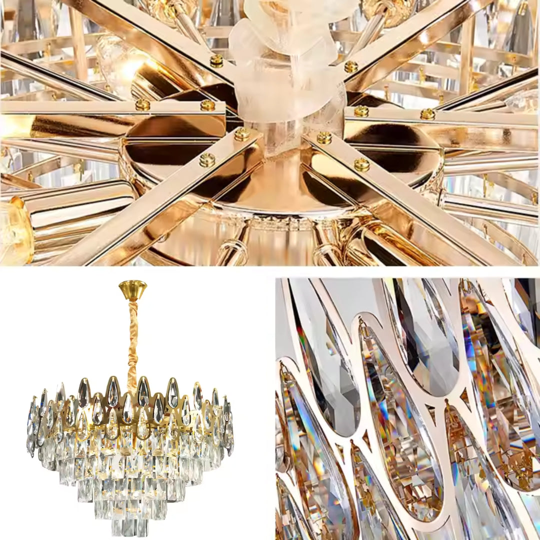 Crystal πολυέλαιος Alhambra Eleganza 8x E14, διάμετρος 49cm, γυαλιστερό χρυσό, ρυθμιζόμενο ύψος