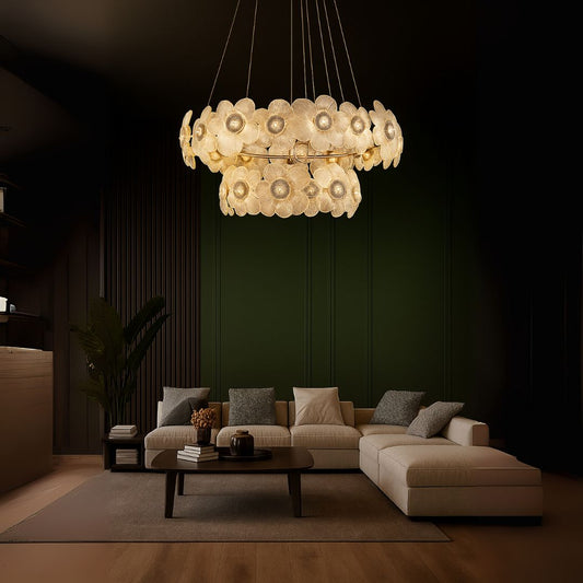 Crystal Chandelier Cadenza Largo, 33x E14, Διάμετρος 76cm, Ρυθμιζόμενο Ύψος, Χρυσός