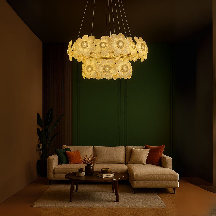 Crystal Chandelier Cadenza Largo, 33x E14, Διάμετρος 76cm, Ρυθμιζόμενο Ύψος, Χρυσός