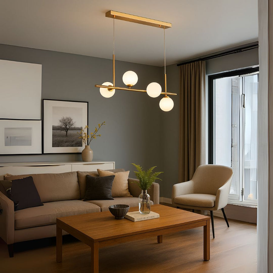 Πολυέλαιος μοντέρνος λαμπτήρας LOFT Pavilion, 4x G9, Χρυσός, Μέταλλο, Ρυθμιζόμενο ύψος