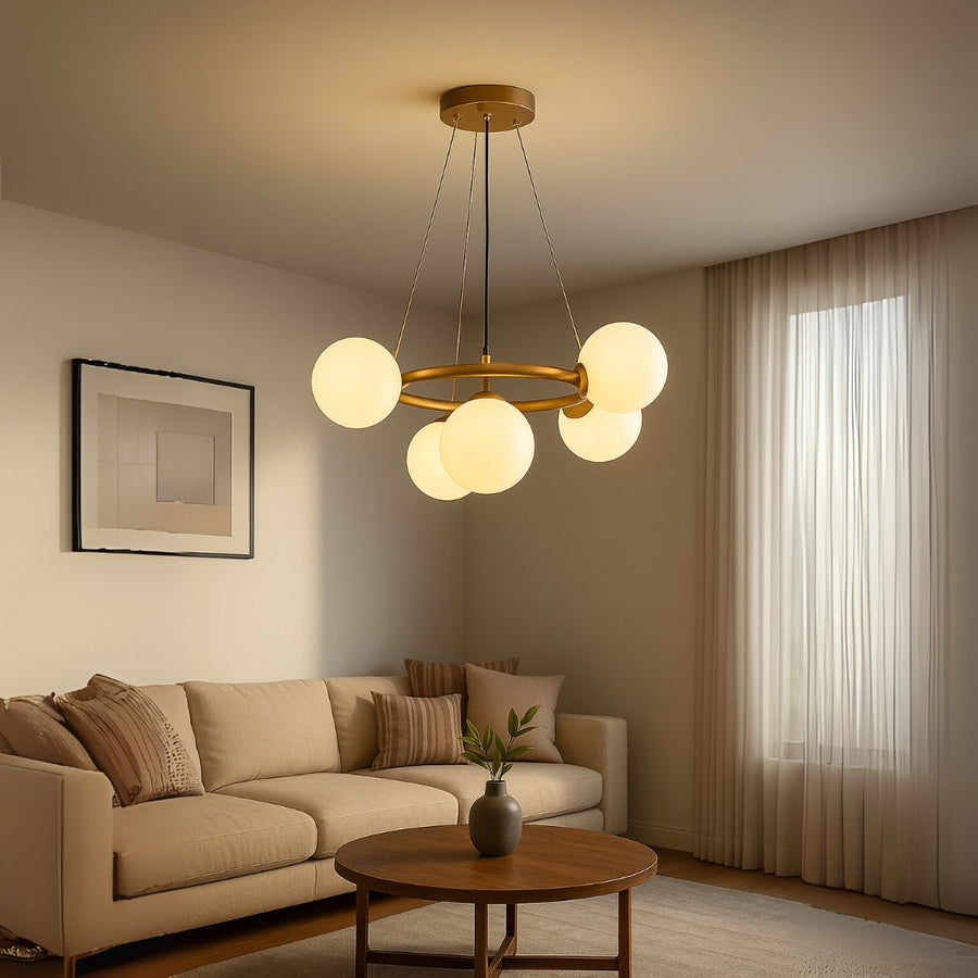 Πολυέλαιος θαλάμου LOFT, 5x G9, Λευκός Χρυσός, Μέταλλο, Ρυθμιζόμενο ύψος, Μοντέρνο