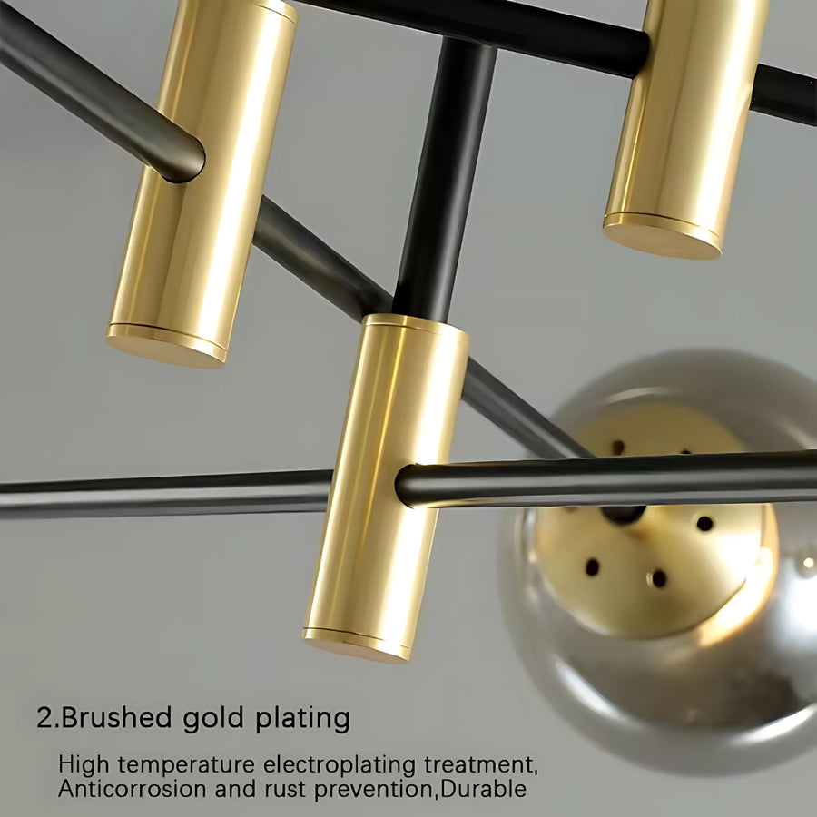 Στρογγυλό αμπαζέ, ρετιρέ grand, 8xe27, χρυσό μαύρο, μέταλλο