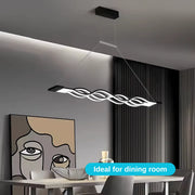 LED πολυέλαιος αιωρούμενος με τηλεχειριστήριο κύματος, 76W, ρυθμιζόμενο ύψος, κρύο/ζεστό/ουδέτερο φως, ασταθές, μαύρο
