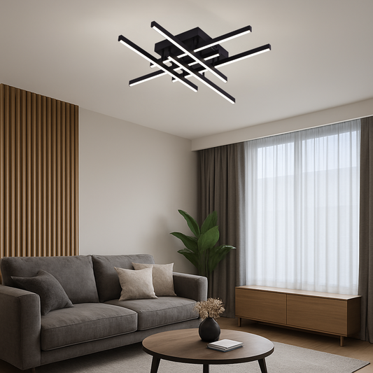 Πολυέλαιος LED με Τηλεχειριστήριο LINEX, 63W, 6 Στοιχείων, Γραμμικό, Κρύο/Ζεστό/Ουδέτερο φως, Ρυθμιζόμενο, Μαύρο