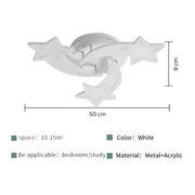 LED πολυέλαιος με τηλεχειριστήριο Ipomoea, 48W, 3 αστέρια, κρύο/ζεστό/ουδέτερο φως, ασταθές, λευκό