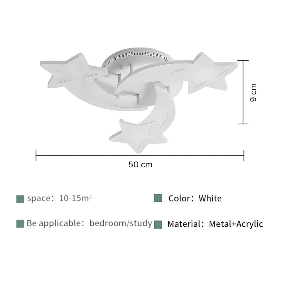 Πολυέλαιος LED με τηλεχειριστήριο IPOMOEA 48W, 3 αστέρια, Κρύο/Ζεστό/Ουδέτερο φως, Ρυθμιζόμενο, Λευκό
