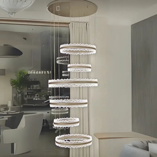 Κρεμαστός πολυέλαιος LED με τηλεχειριστήριο PINO 480W, Κρύο/Ζεστό/Ουδέτερο φως, Ρυθμιζόμενο, Ρυθμιζόμενο ύψος, Χρυσό