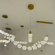 Lustra LED suspendata cu telecomanda FAUSTO, 78W, lumina Rece/Calda/Neutra, Dimabila,Inaltime Reglabila, Auriu