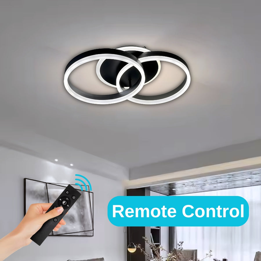 Πολυέλαιος LED με τηλεχειριστήριο RIGA LILITH 55W, 2 κύκλοι, Κρύο/Ζεστό/Ουδέτερο φως, Ρυθμιζόμενο, Μαύρο