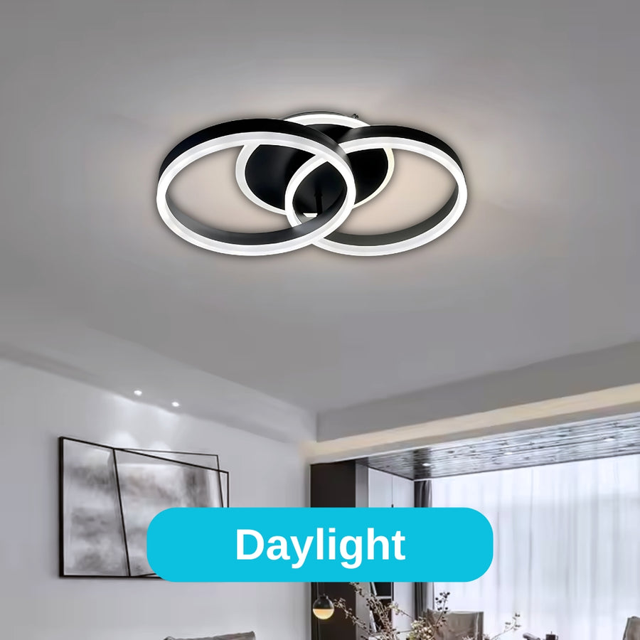 Πολυέλαιος LED με τηλεχειριστήριο RIGA LILITH 55W, 2 κύκλοι, Κρύο/Ζεστό/Ουδέτερο φως, Ρυθμιζόμενο, Μαύρο