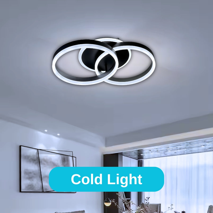Πολυέλαιος LED με τηλεχειριστήριο RIGA LILITH 55W, 2 κύκλοι, Κρύο/Ζεστό/Ουδέτερο φως, Ρυθμιζόμενο, Μαύρο