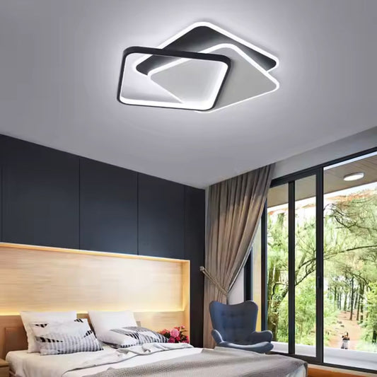 Πολυέλαιος LED με τηλεχειριστήριο OBLICO 120W, 3 Τετράγωνα, Κρύο/Ζεστό/Ουδέτερο φως, Ρυθμιζόμενο, Μαύρο