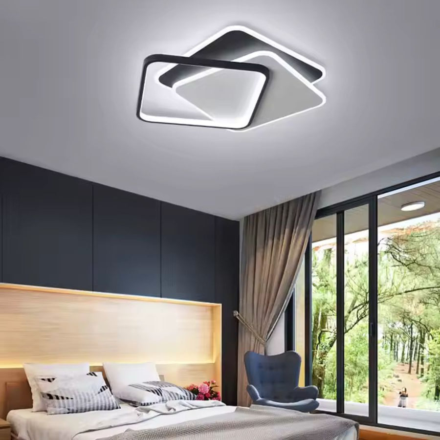 Πολυέλαιος LED με τηλεχειριστήριο OBLICO 120W, 3 Τετράγωνα, Κρύο/Ζεστό/Ουδέτερο φως, Ρυθμιζόμενο, Μαύρο