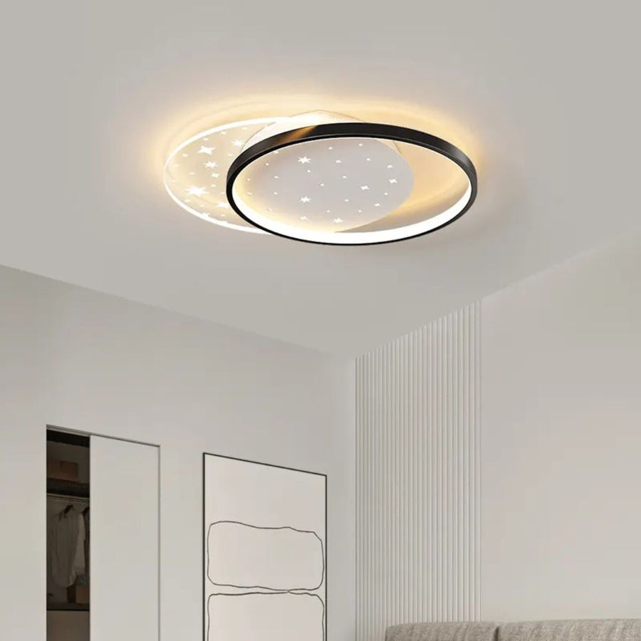 Πολυέλαιος LED με τηλεχειριστήριο LUNARO 110W, 2 Κύκλοι, Κρύο/Ζεστό/Ουδέτερο φως, Ρυθμιζόμενο, Μαύρο Λευκό