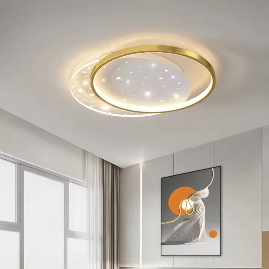 Πολυέλαιος LED με τηλεχειριστήριο LUNARO 38W, 2 κύκλοι, κρύο/θερμό/ουδέτερο φως, ρυθμιζόμενο, λευκόχρυσο