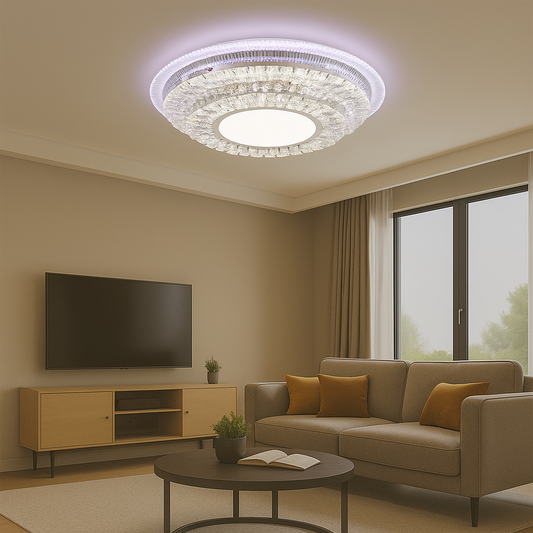 Πολυέλαιος LED με τηλεχειριστήριο MIRALUX RGB, 70W, Μπλε/Ψυχρό/Ζεστό φως, Ρυθμιζόμενο, Λευκό