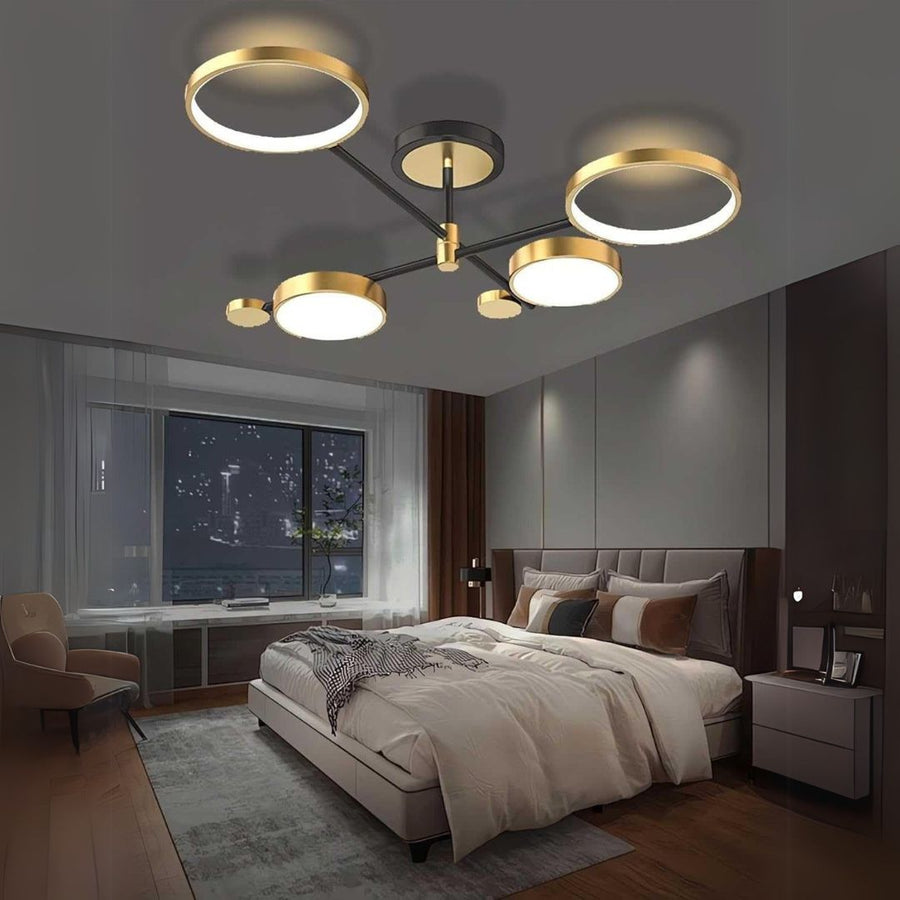 Πολυέλαιος LED με Τηλεχειριστήριο MARIA, 4 Στοιχείων, 44W, Θερμό/Ψυχρό/Ουδέτερο φως, Ρυθμιζόμενο, Χρυσό