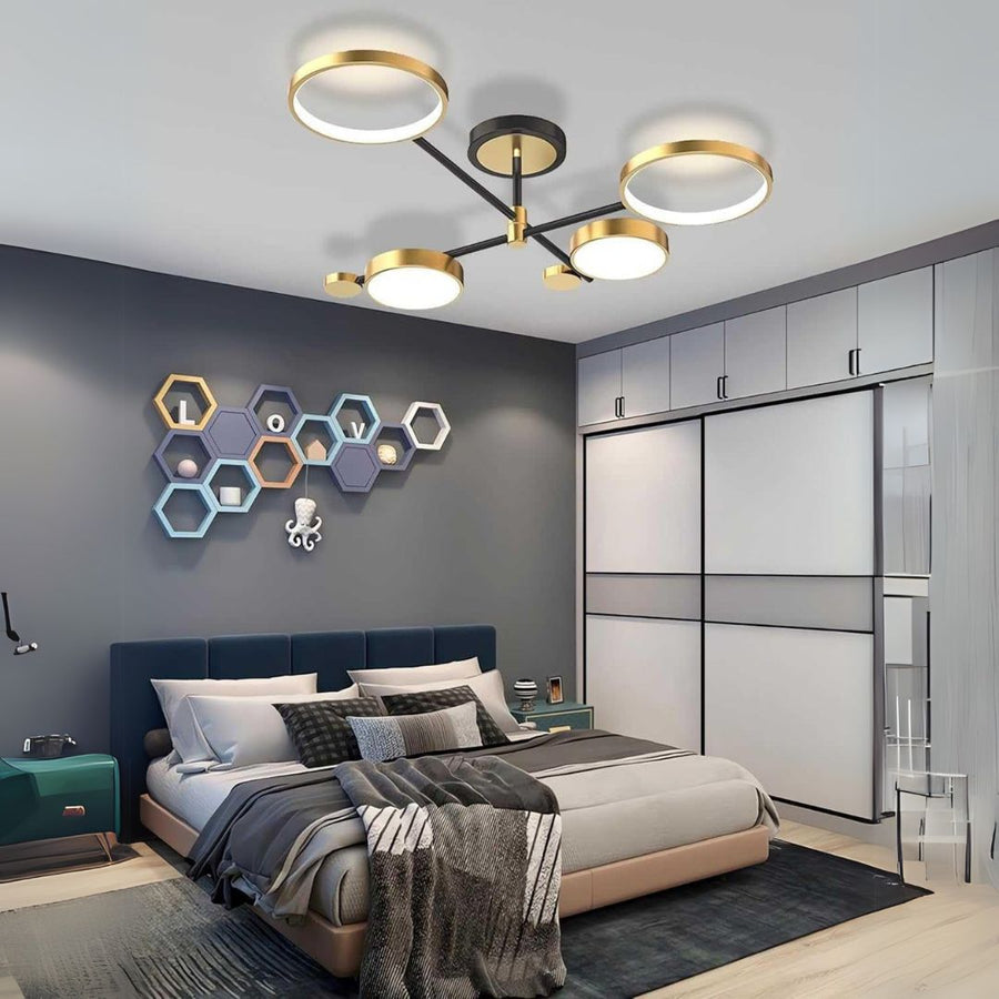 Πολυέλαιος LED με Τηλεχειριστήριο MARIA, 4 Στοιχείων, 44W, Θερμό/Ψυχρό/Ουδέτερο φως, Ρυθμιζόμενο, Χρυσό