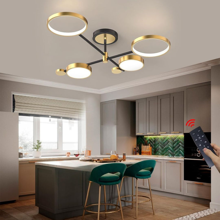 Πολυέλαιος LED με Τηλεχειριστήριο MARIA, 4 Στοιχείων, 44W, Θερμό/Ψυχρό/Ουδέτερο φως, Ρυθμιζόμενο, Χρυσό