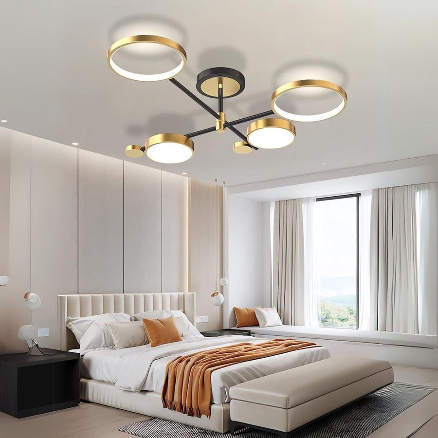 Πολυέλαιος LED με Τηλεχειριστήριο MARIA, 4 Στοιχείων, 44W, Θερμό/Ψυχρό/Ουδέτερο φως, Ρυθμιζόμενο, Χρυσό