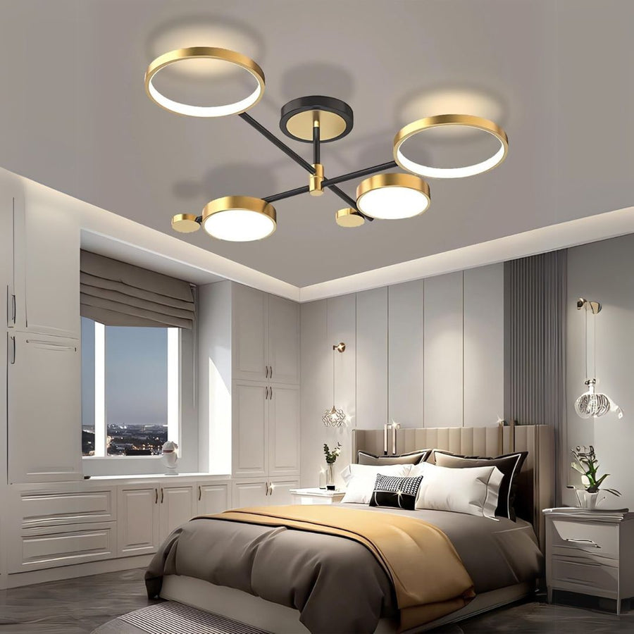 Πολυέλαιος LED με Τηλεχειριστήριο MARIA, 4 Στοιχείων, 44W, Θερμό/Ψυχρό/Ουδέτερο φως, Ρυθμιζόμενο, Χρυσό