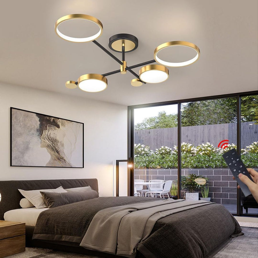 Πολυέλαιος LED με Τηλεχειριστήριο MARIA, 4 Στοιχείων, 44W, Θερμό/Ψυχρό/Ουδέτερο φως, Ρυθμιζόμενο, Χρυσό