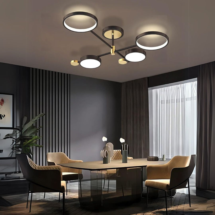 Πολυέλαιος LED με Τηλεχειριστήριο MARIA, 45W, 4 Στοιχείων, Θερμό/Ψυχρό/Ουδέτερο φως, Ρυθμιζόμενο, Μαύρο