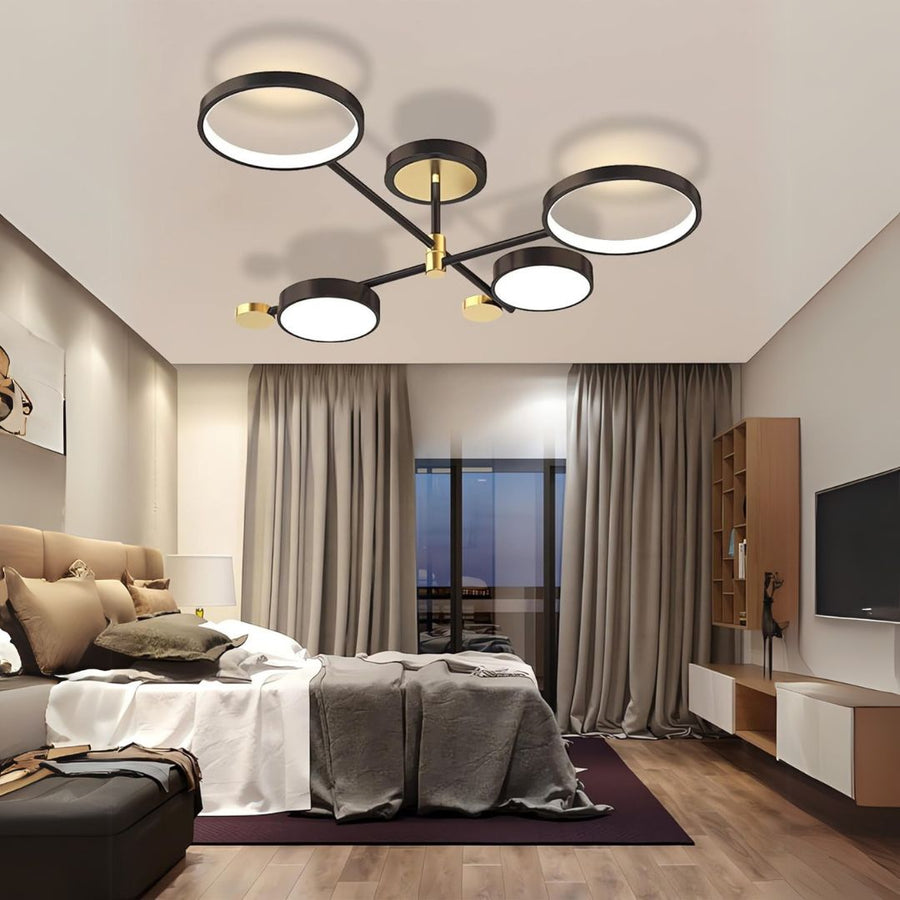 Πολυέλαιος LED με Τηλεχειριστήριο MARIA, 45W, 4 Στοιχείων, Θερμό/Ψυχρό/Ουδέτερο φως, Ρυθμιζόμενο, Μαύρο