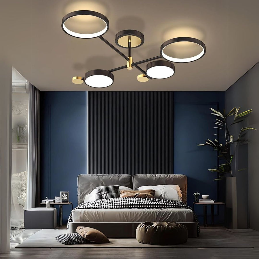 Πολυέλαιος LED με Τηλεχειριστήριο MARIA, 45W, 4 Στοιχείων, Θερμό/Ψυχρό/Ουδέτερο φως, Ρυθμιζόμενο, Μαύρο