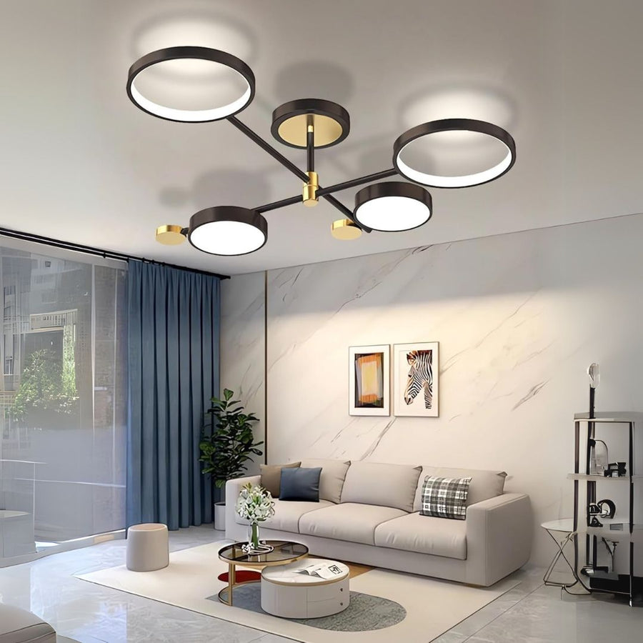 Πολυέλαιος LED με Τηλεχειριστήριο MARIA, 45W, 4 Στοιχείων, Θερμό/Ψυχρό/Ουδέτερο φως, Ρυθμιζόμενο, Μαύρο