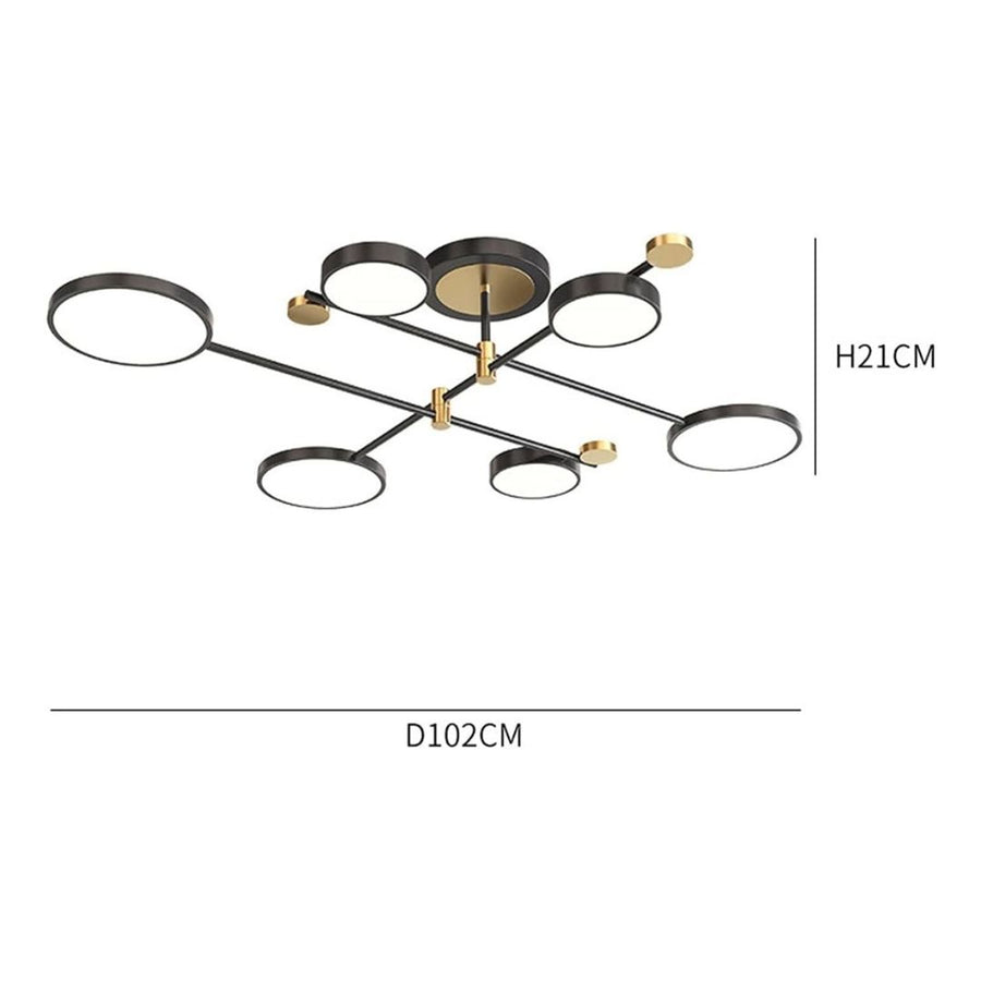 Πολυέλαιος LED με Τηλεχειριστήριο MARIA, 63W, 6 Στοιχείων, Θερμό/Ψυχρό/Ουδέτερο φως, Ρυθμιζόμενο, Μαύρο