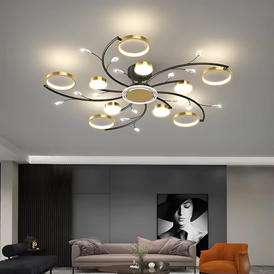 KARINA LED Πολυέλαιος με Τηλεχειριστήριο, 68W, 10 Στοιχεία, Θερμό/Ψυχρό/Ουδέτερο φως, Ρυθμιζόμενο, Χρυσό