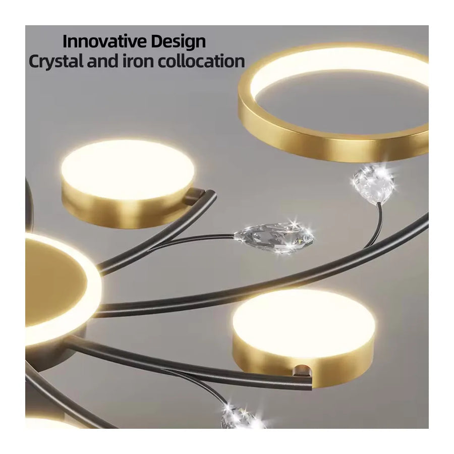 KARINA LED Πολυέλαιος με Τηλεχειριστήριο, 65W, 8 Στοιχείων, Θερμό/Ψυχρό/Ουδέτερο φως, Ρυθμιζόμενο, Χρυσό