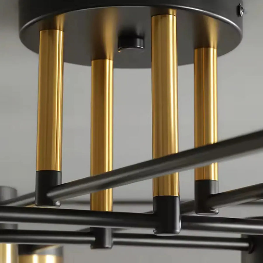 Πολυέλαιος LED με Τηλεχειριστήριο MARIO, 56W, 8 Στοιχεία, Κρύο/Ζεστό/Ουδέτερο φως, Ρυθμιζόμενο, Μαύρο/Χρυσό