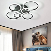 LED πολυέλαιος με τηλεχειριστήριο, Betty, 6 κύκλοι, 82W, κρύο/ζεστό/ουδέτερο φως, ασταθές, μαύρο